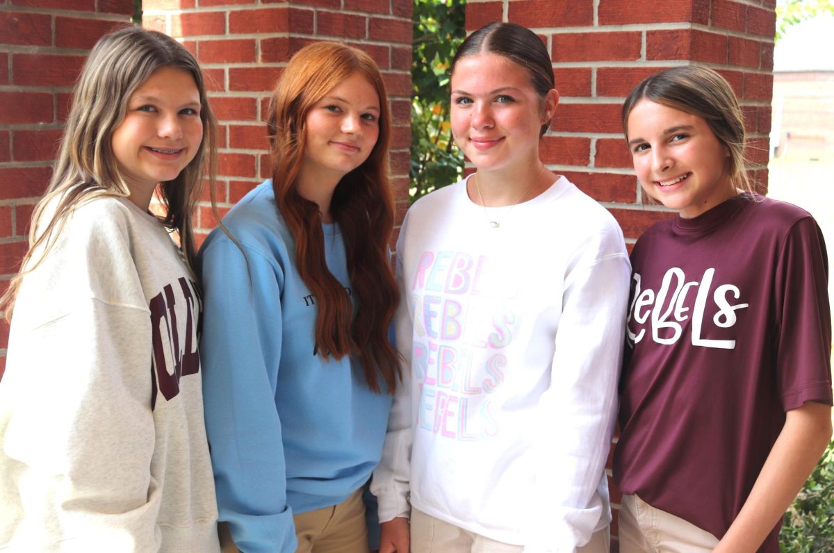 Freshman homecoming court Darla Fairley, Katie Agent, London Dawson, Emma Kate Cochran. (Left to right)