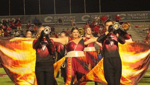 Members of the Pride Marching Band perform during last Friday night's halftime show. 